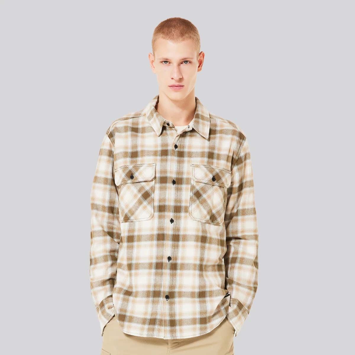 OAKLEY - Camisa Hombre 90s Plaid LS Oakley Mist/Pebble/Army G Check