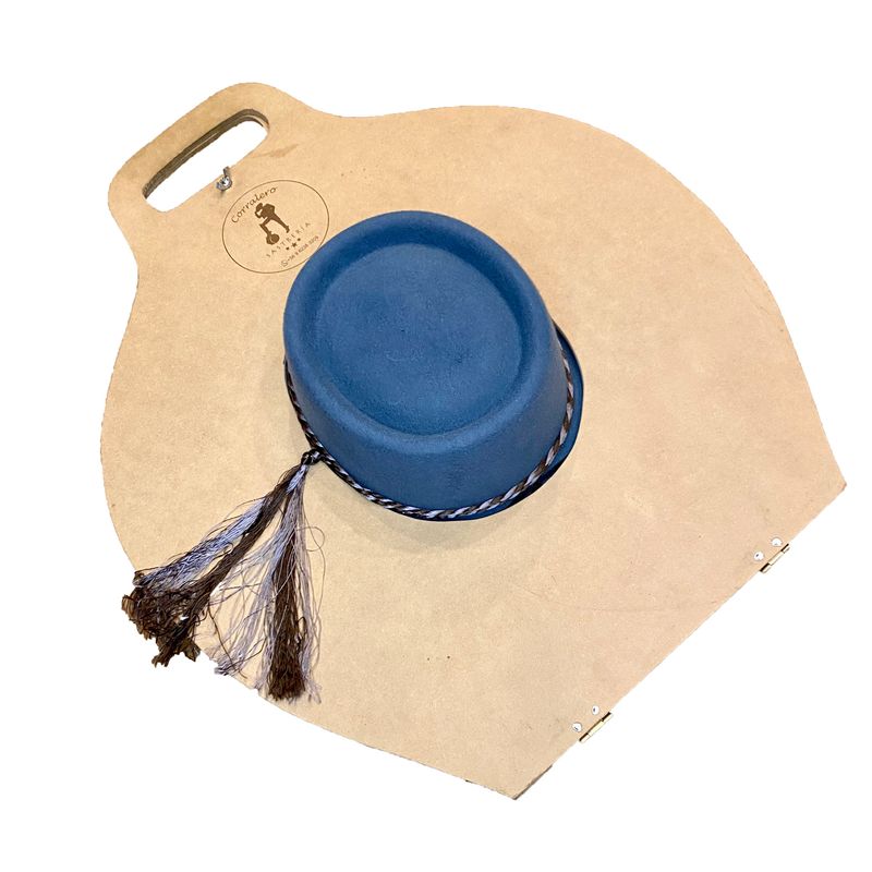 CORRALERO SASTRERIA - Sombrero de Paño Azul Huaso Tradicional Chileno 2040 + Porta Sombrero