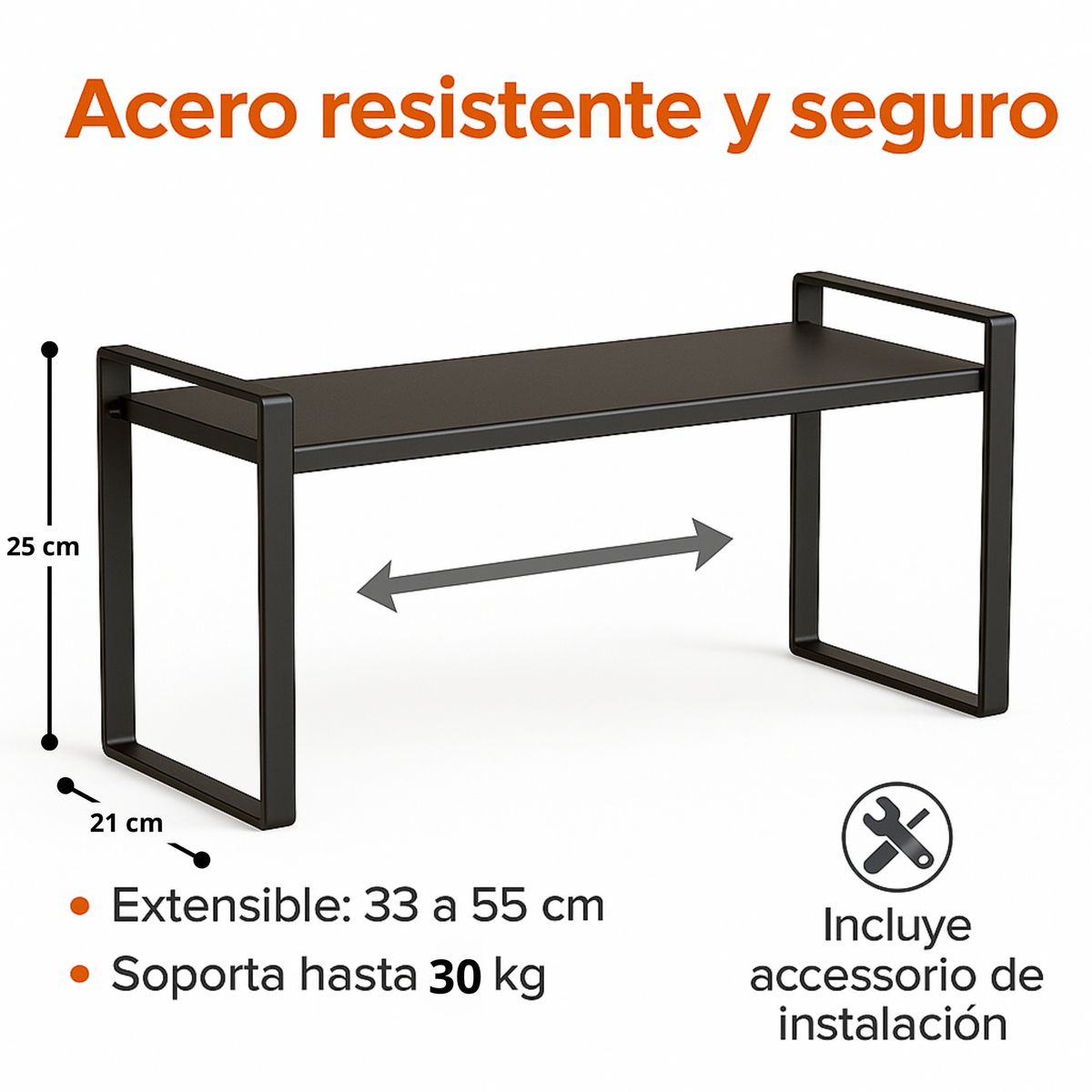 VALSUS - Estante extensible metálico negro