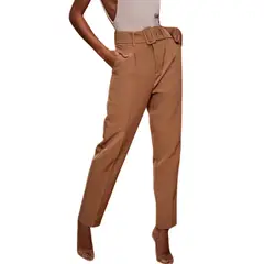 VELVET - Pantalon Sevilla Con Cinturon Marron Mujer