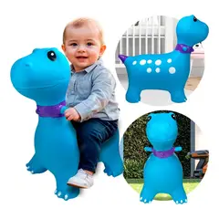 GENERICO - Montable Dinosaurio Inflable Juguete Azul Brinca Saltarin