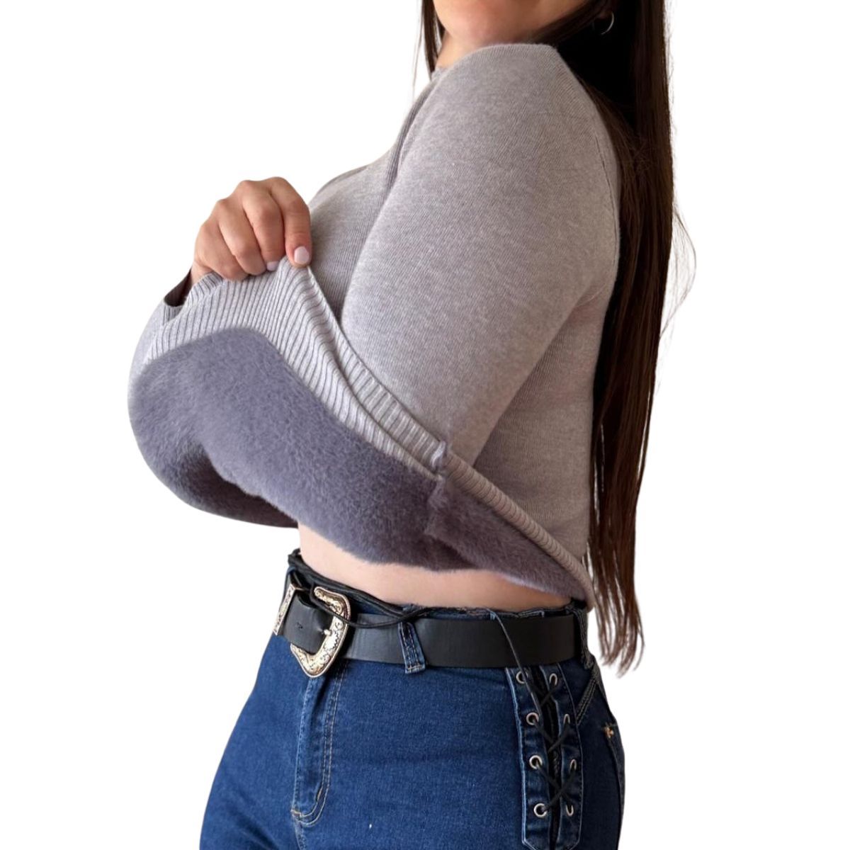 TIOZONEY - Sweater  Beatle  Forrado Cuello Alto  De Mujer Sueter