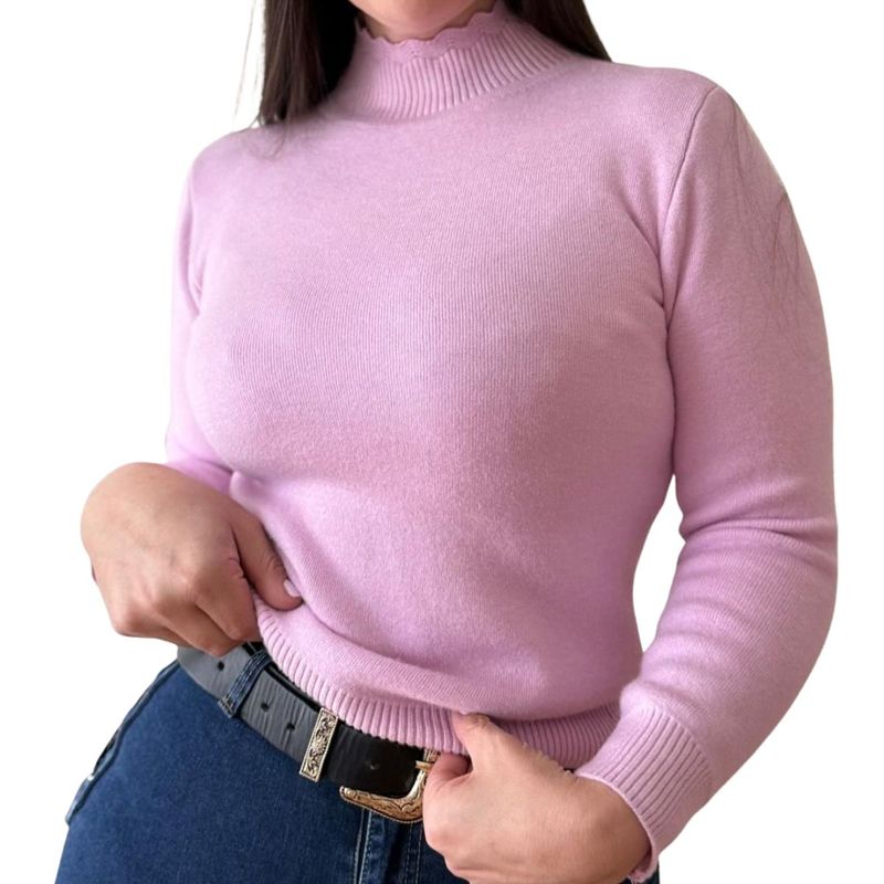 TIOZONEY - Sweater  Beatle  Forrado Cuello Alto  De Mujer Sueter