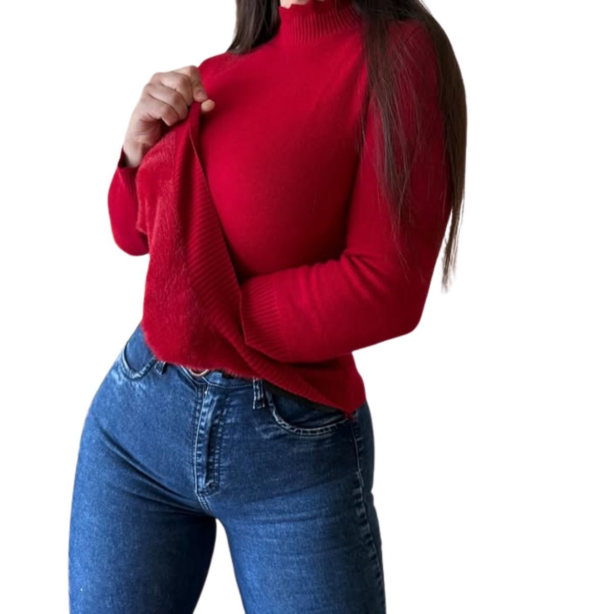 TIOZONEY - Sweater  Beatle  Forrado Cuello Alto  De Mujer Sueter