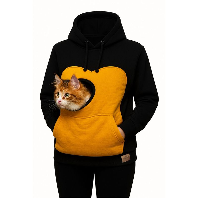 GENERICO - Polerón Porta Mascota color Negro y Amarillo talla L