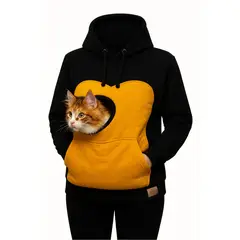 GENERICO - Polerón Porta Mascota color Negro y Amarillo talla XL