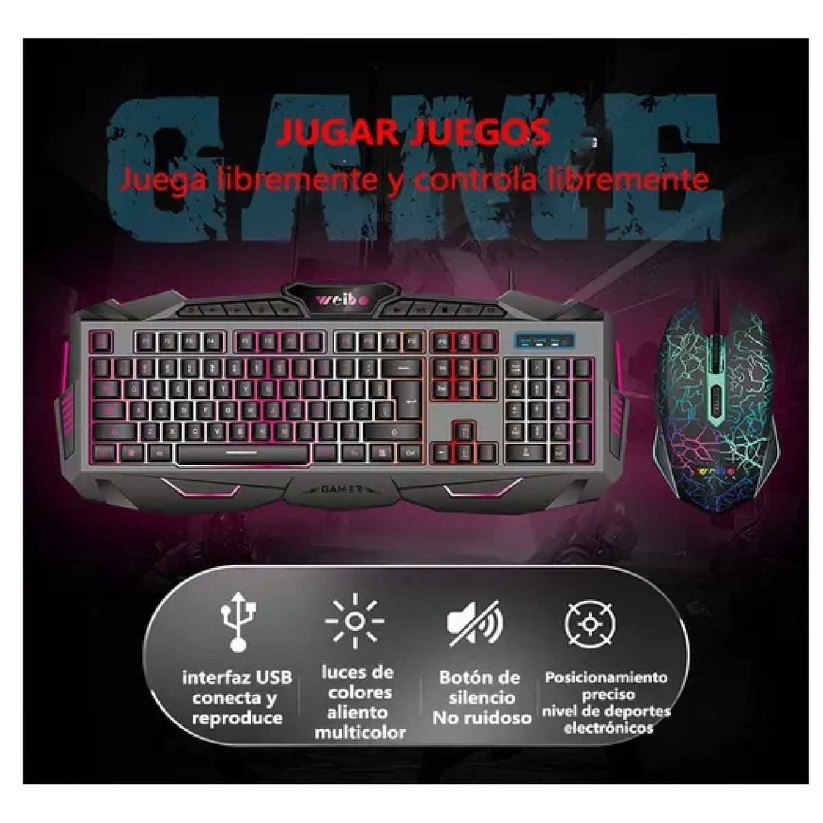 GENERICO - Kit Teclado Mouse Gamer Les Usb Alambrico