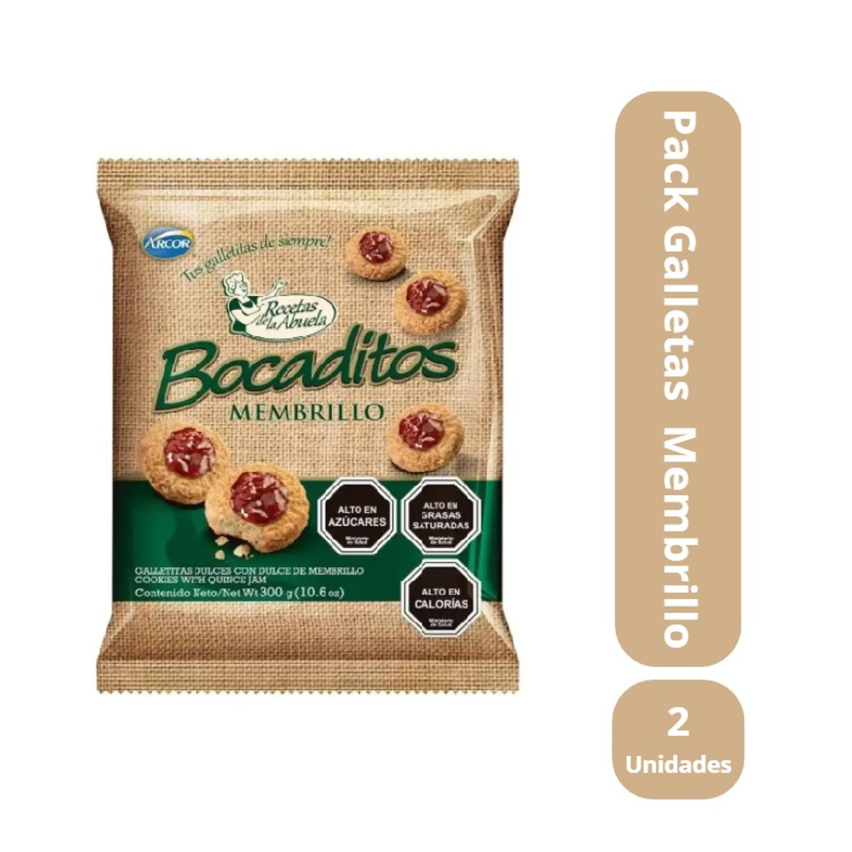 ARCOR - ARCOR PACK 2 GALLETAS HOLANDA MEMBRILLO RECETAS DE LA ABUELA 300 GR