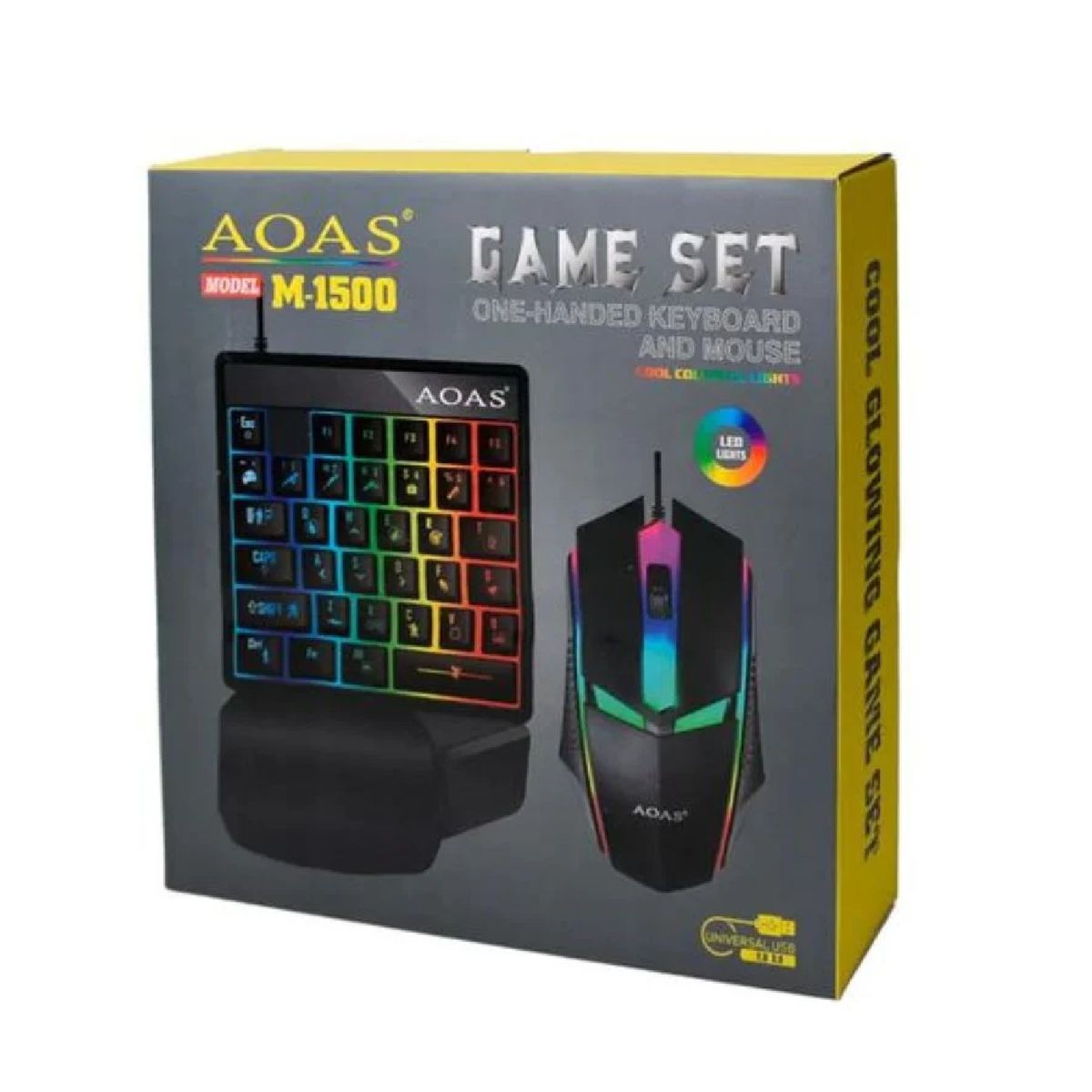 GENERICO - KIT GAMER TECLADO Y MOUSE LED AOAS M1500