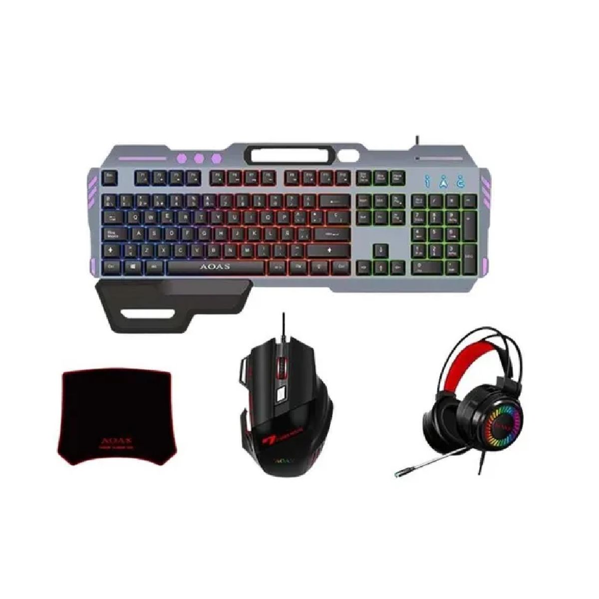 GENERICO - Kit Teclado + Mouse +audífonos + Mouse Pad Gamer Juegos