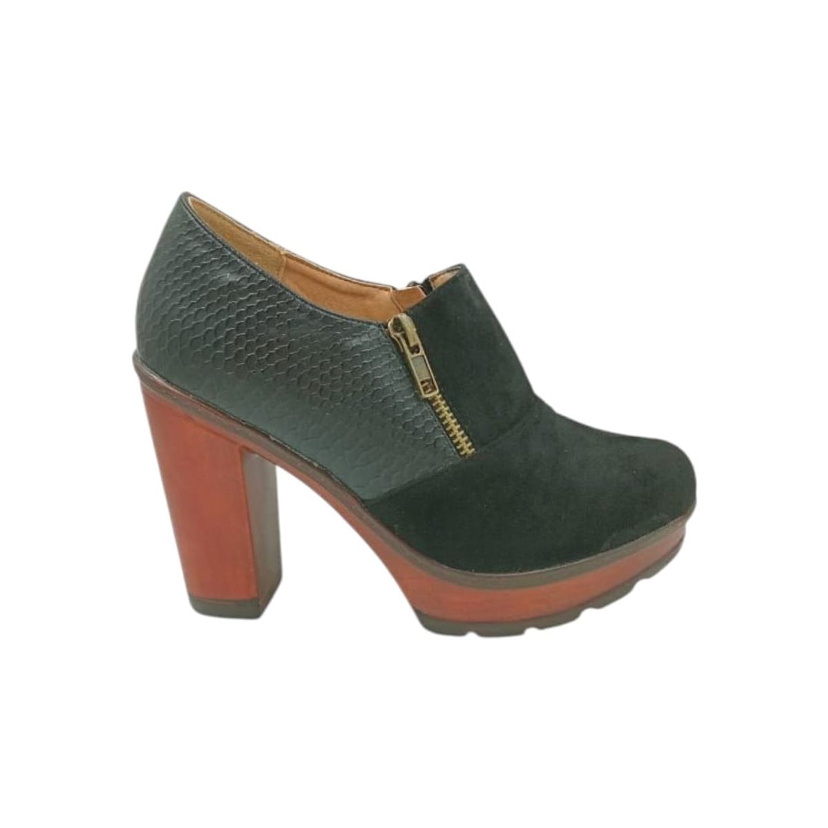 HERIEL - Zapato Negro Gamuza Taco Mujer