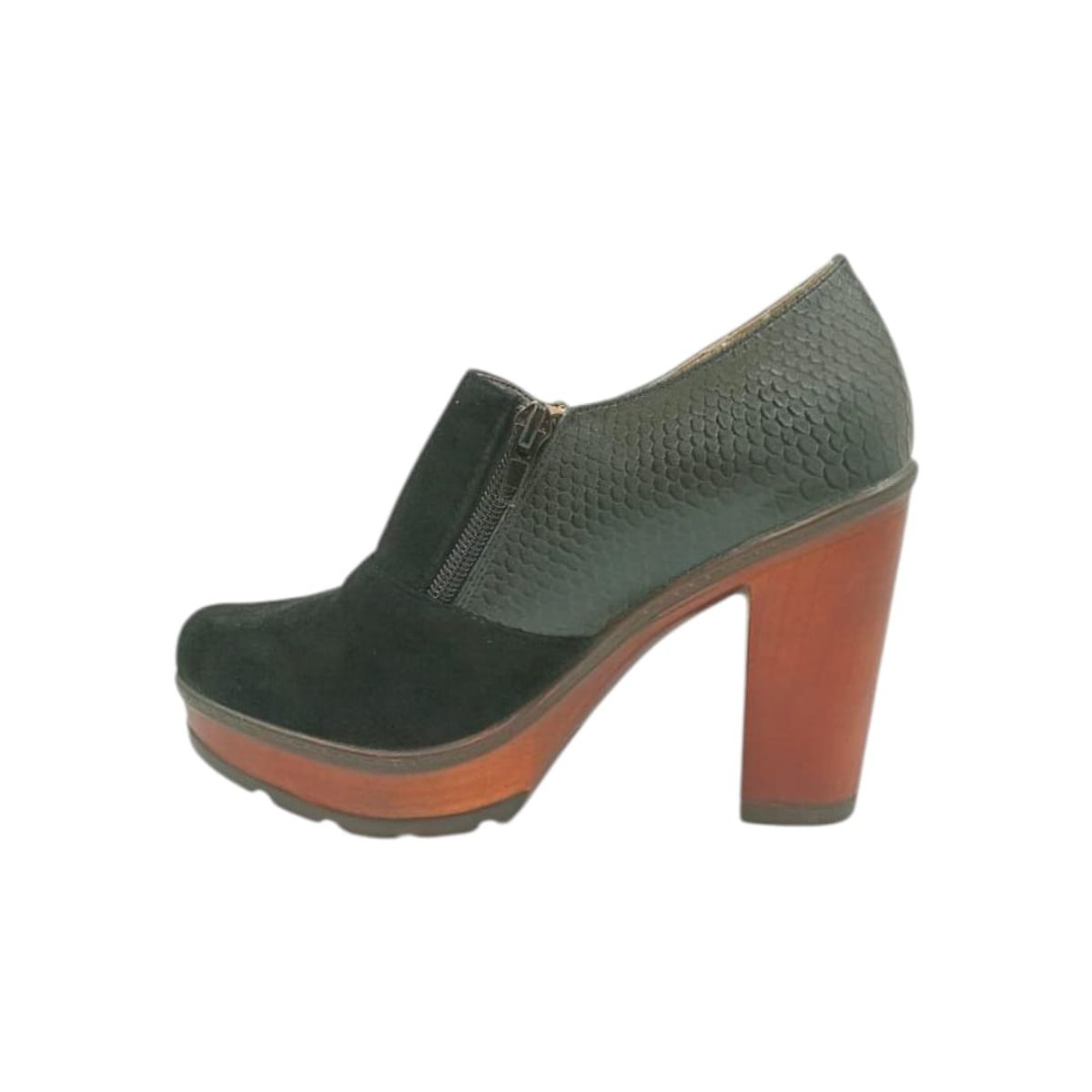 HERIEL - Zapato Negro Gamuza Taco Mujer