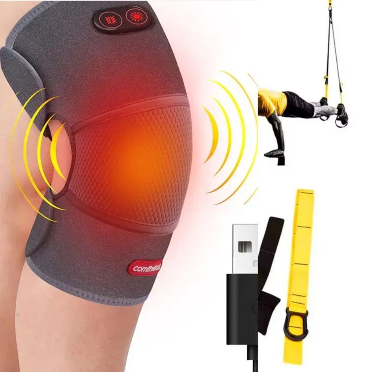 MOVI - RODILLERA 2 EN 1 CON CALEFACCIÓN Y MASAJE PARA DOLORES.