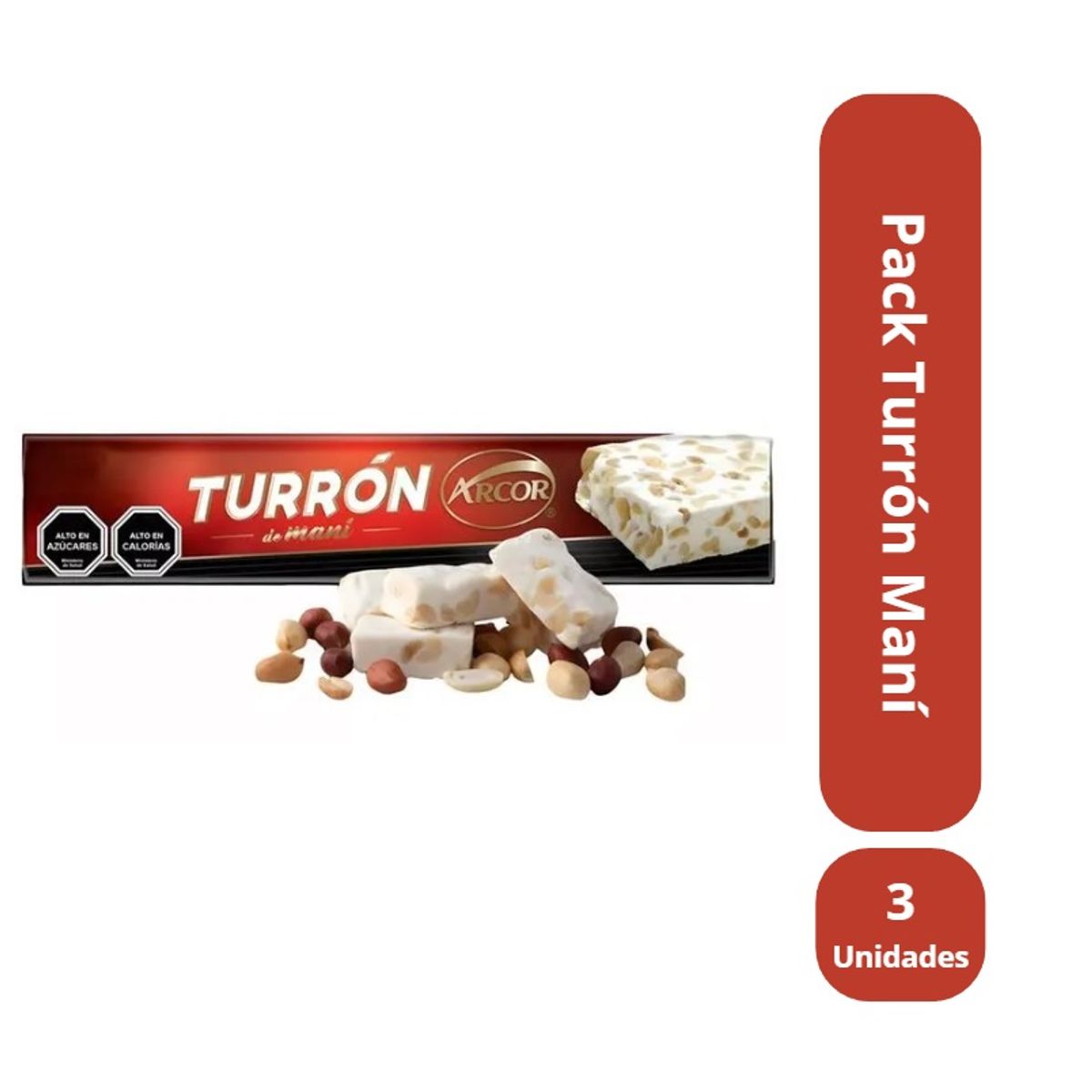 ARCOR - ARCOR PACK 3 UNIDADES BARRA DE TURRÓN LARGO 220 GR