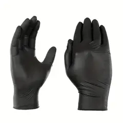 GENERICO - Guantes de Nitrilo Negros Desechables - 100 Piezas 9-10cm Ancho Palma