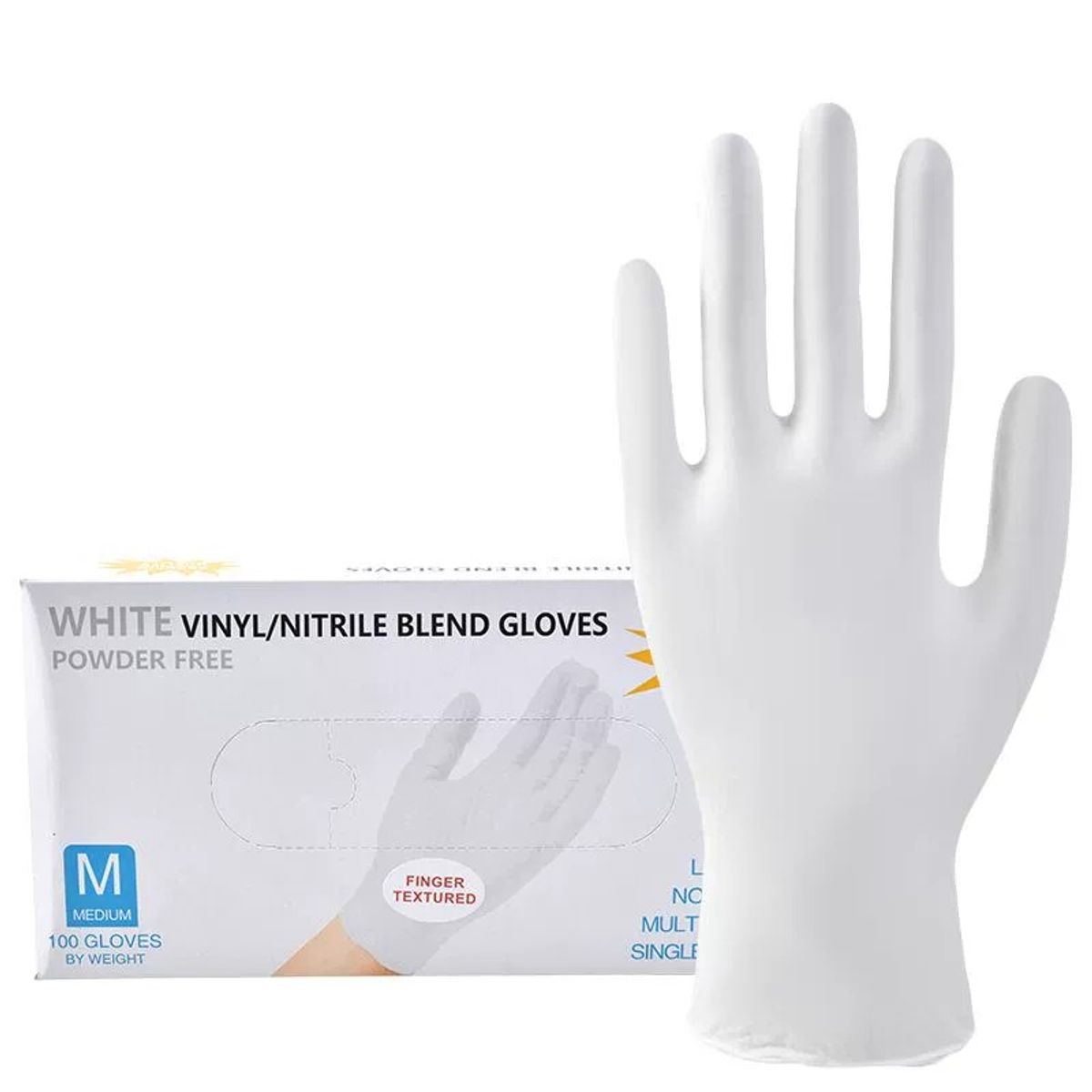 GENERICO - Guantes de Nitrilo Blancos Desechables - 100 Piezas 9-10cm Ancho Palma
