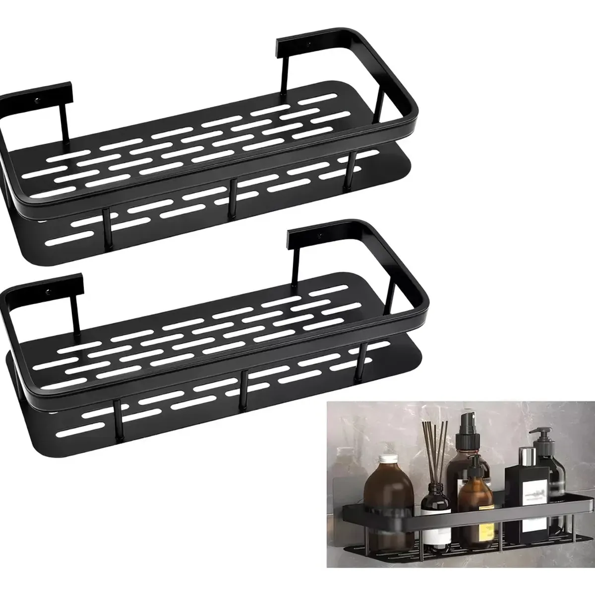 GENERICO - Organizador De Ducha Set 2 Repisa Baño Adhesivo