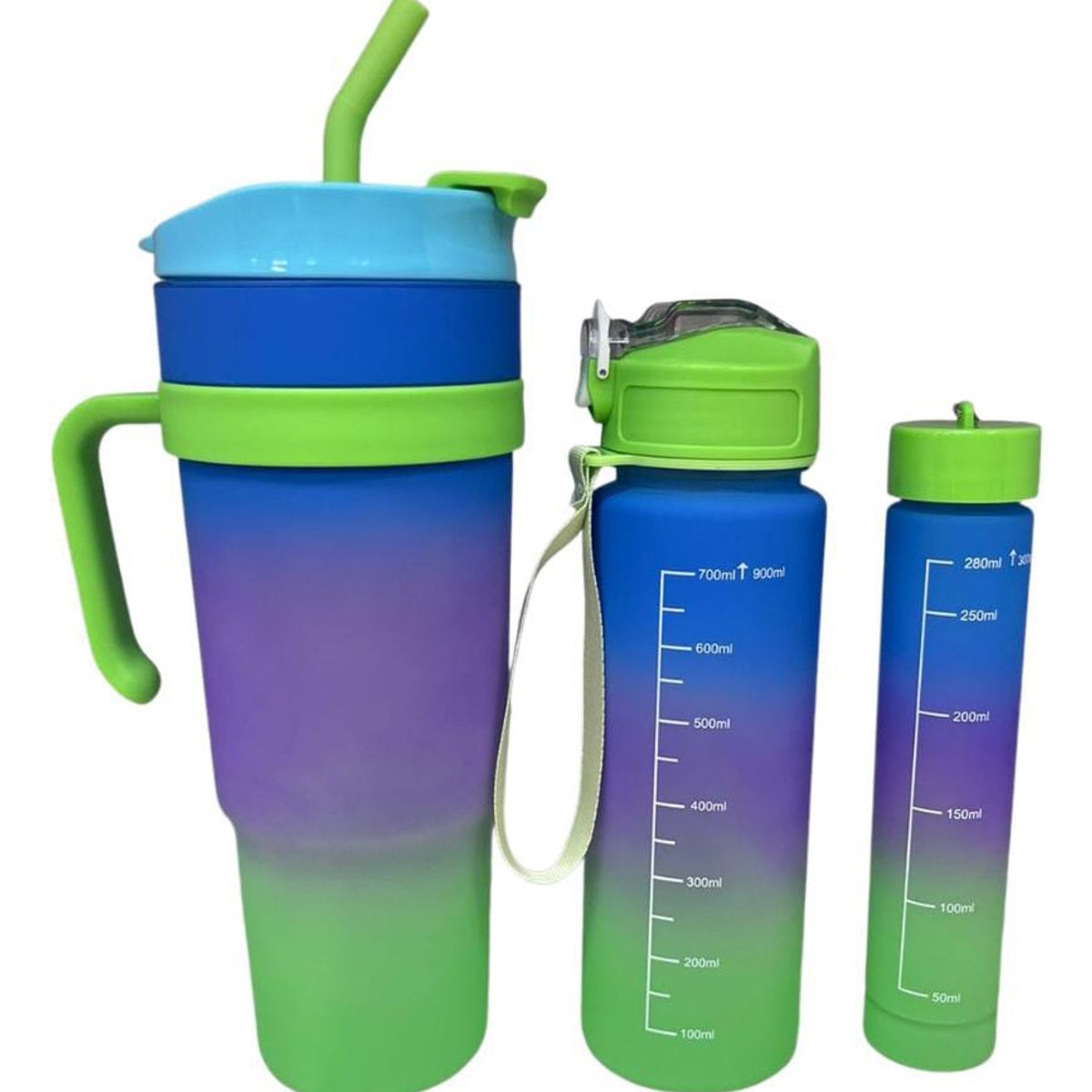 GENERICO - Pack 3 Botellas De Agua Deportiva 1300ml 900ml 300ml