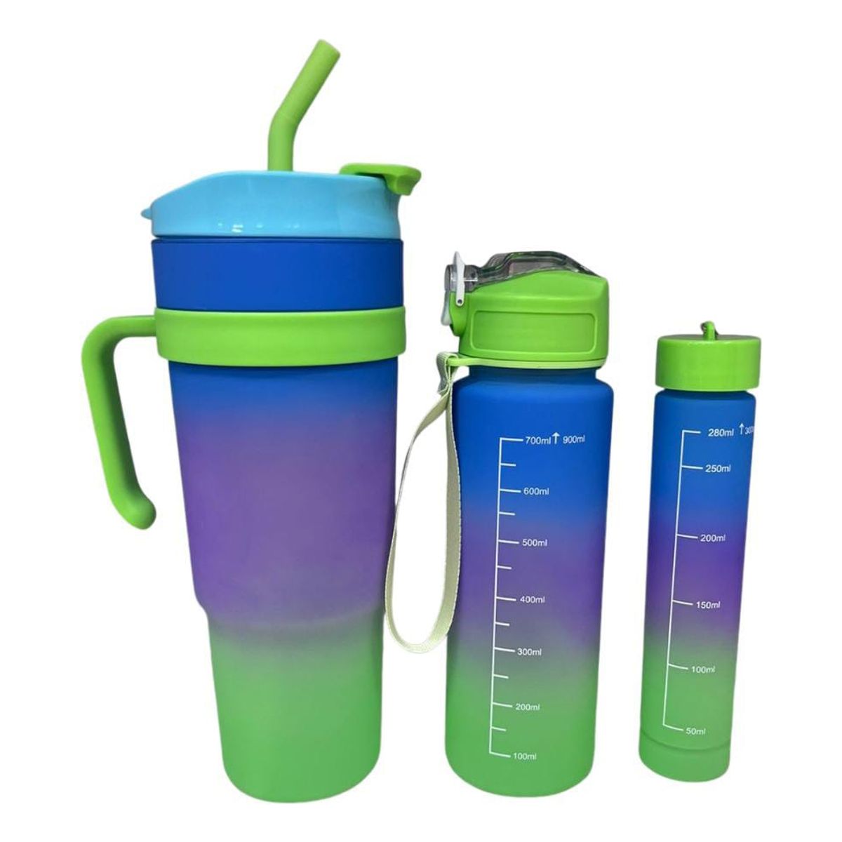 GENERICO - Pack 3 Botellas De Agua Deportiva 1300ml 900ml 300ml