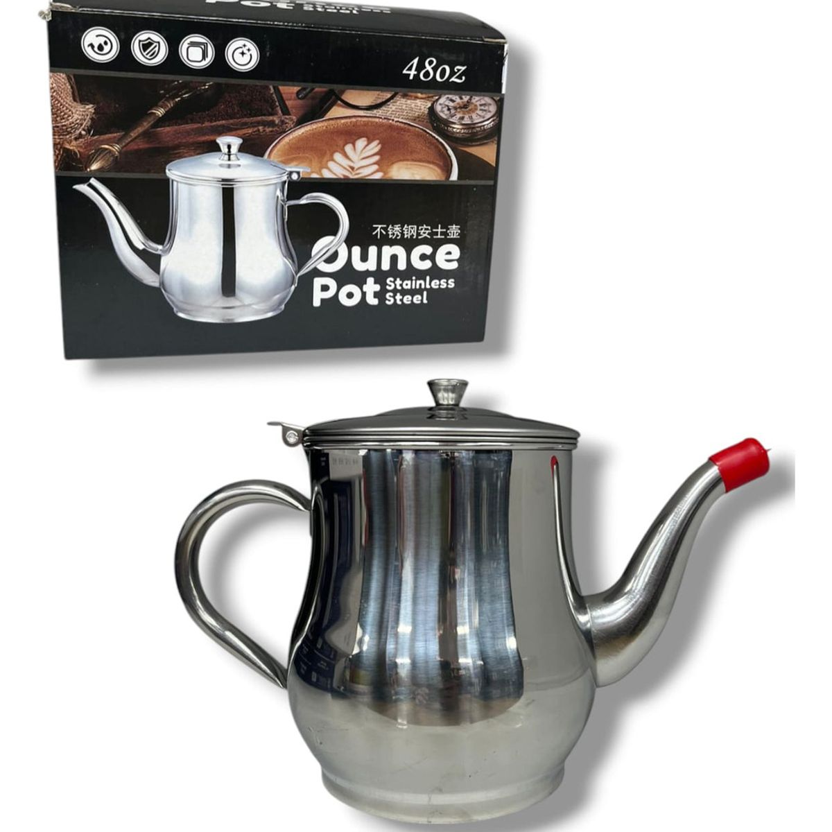 GENERICO - Tetera De Infusiones Acero Inoxidable Set 2 Piezas 24oz 48oz