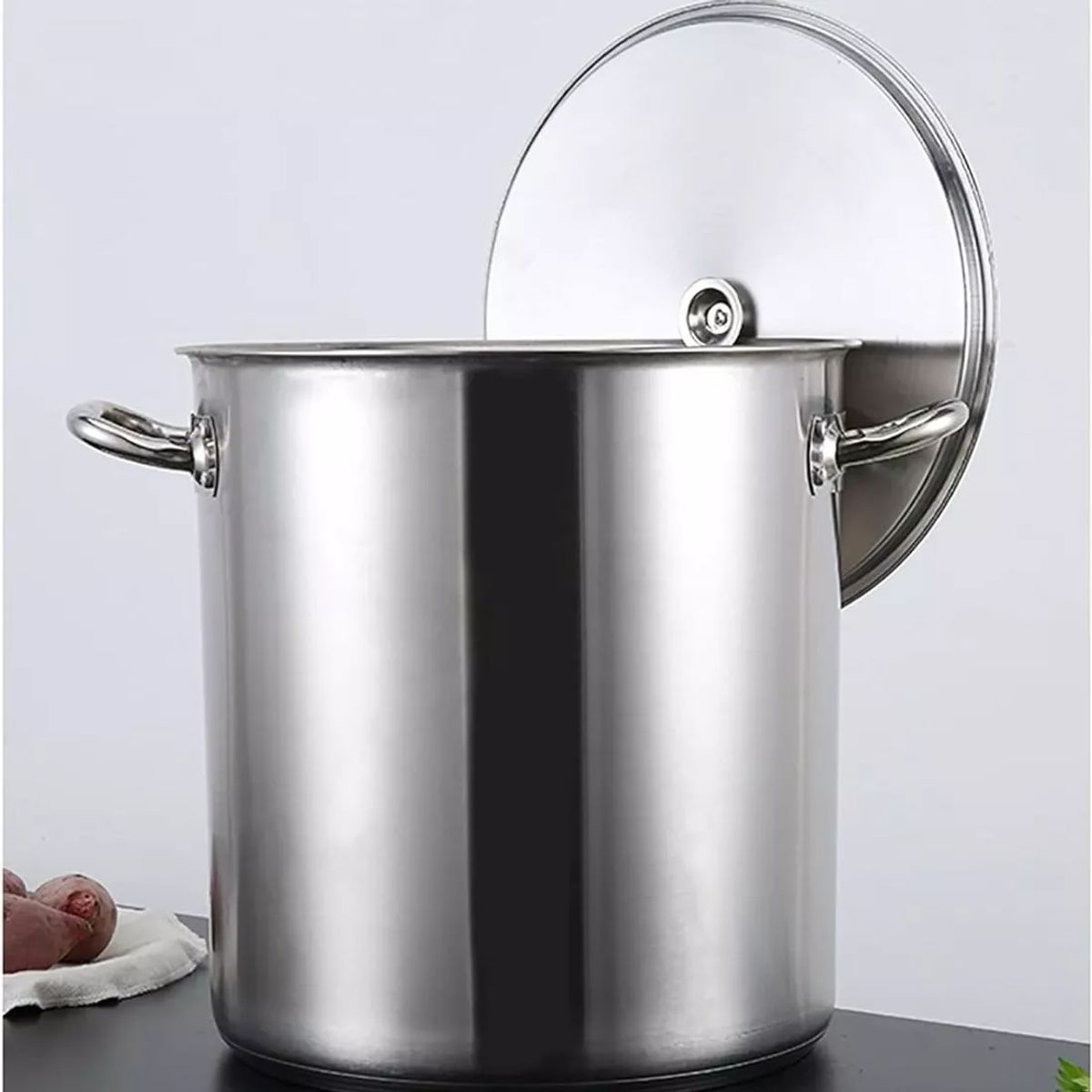 GENERICO - Olla Fondo De 45 Litros Acero Inoxidable Con Tapa 45cm