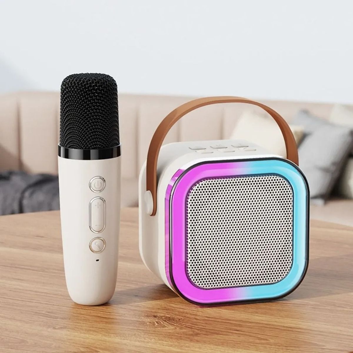 GENERICO - Parlante Karaoke Altavoz Bluetooth K12 Con Micrófono Rosa