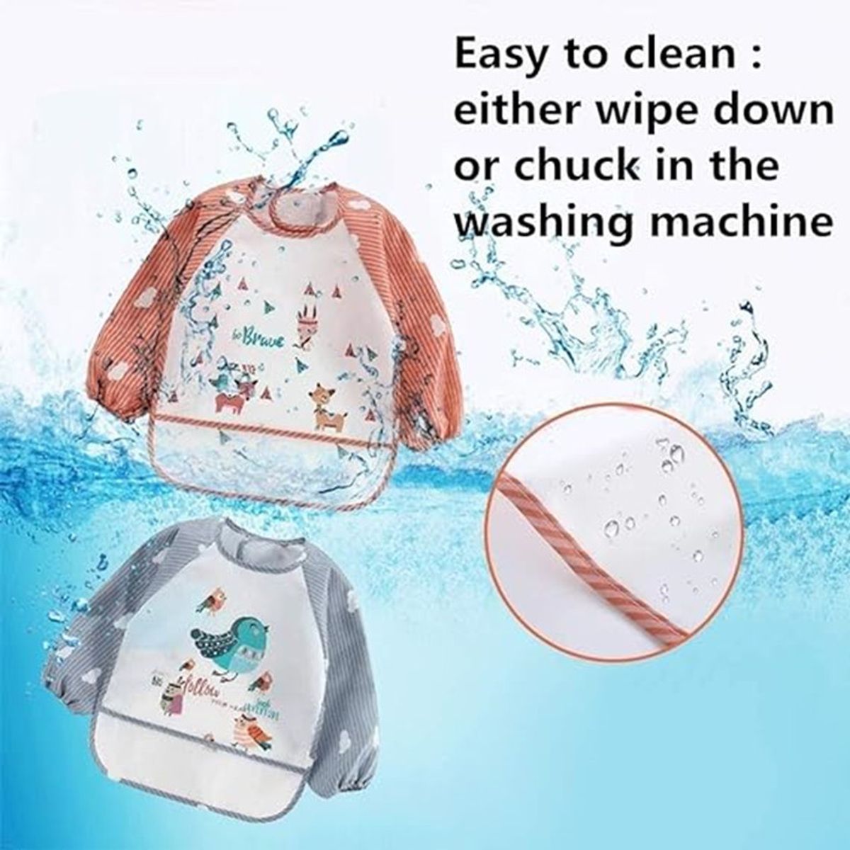 ATURE - Delantal Impermeable De Manga Larga Para Bebé Paquete De 3u