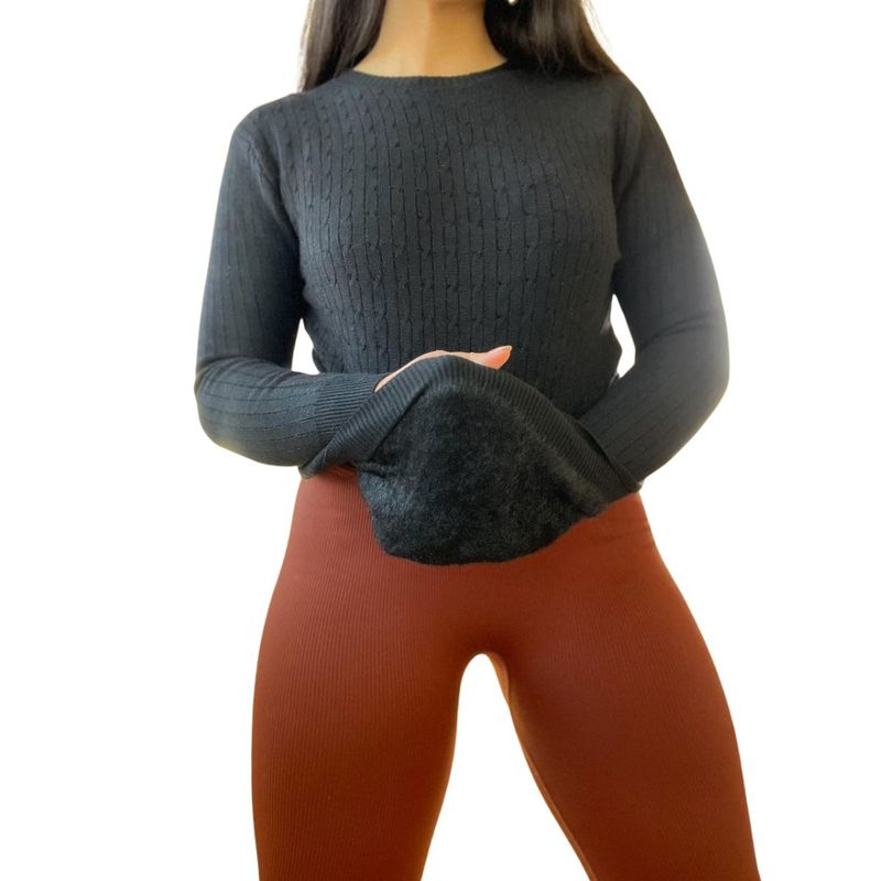TIOZONEY - Sweater Forrado Cuello Redondo De Mujer Sueter