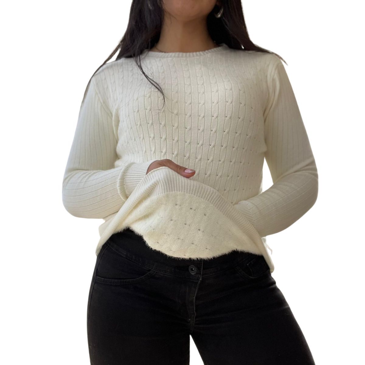 TIOZONEY - Sweater Forrado Cuello Redondo De Mujer Sueter