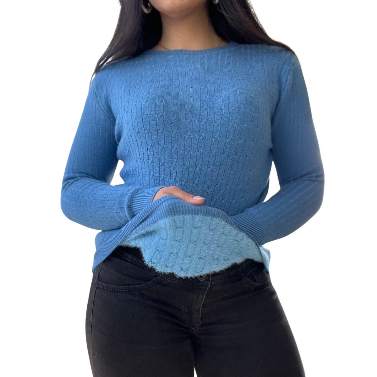 TIOZONEY - Sweater Forrado Cuello Redondo De Mujer Sueter