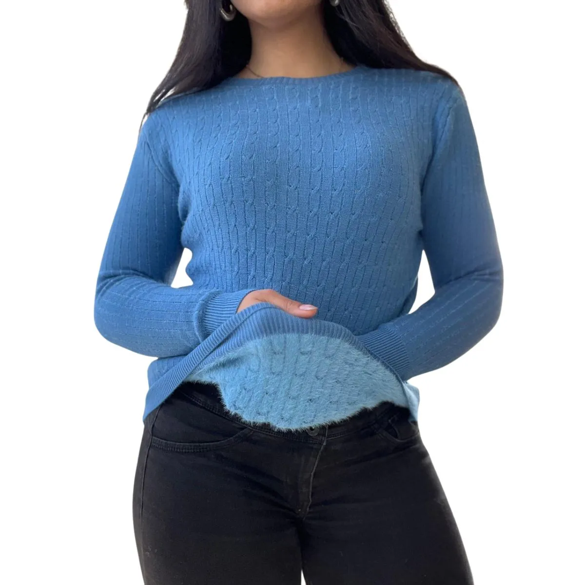 TIOZONEY - Sweater Forrado Cuello Redondo De Mujer Sueter