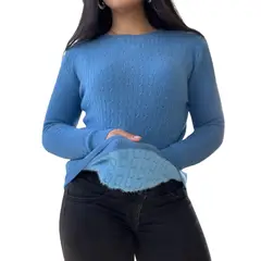 TIOZONEY - Sweater Forrado Cuello Redondo De Mujer Sueter