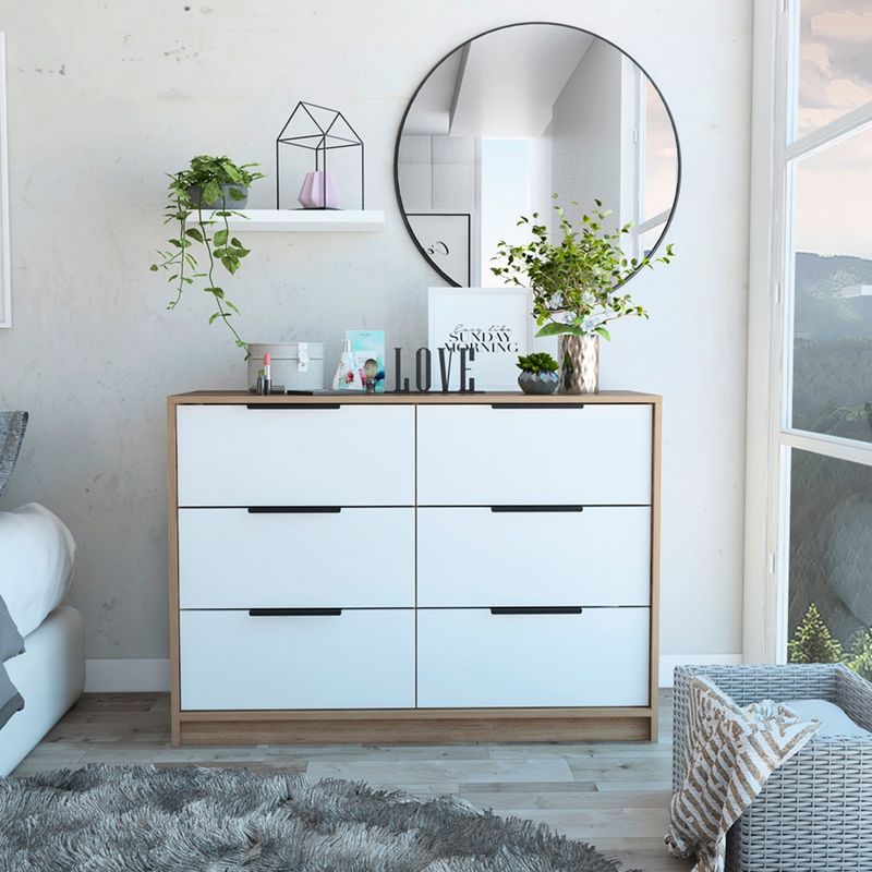 TUHOME - Cómoda Kaia 2 Puertas Miel Blanco Tuhome
