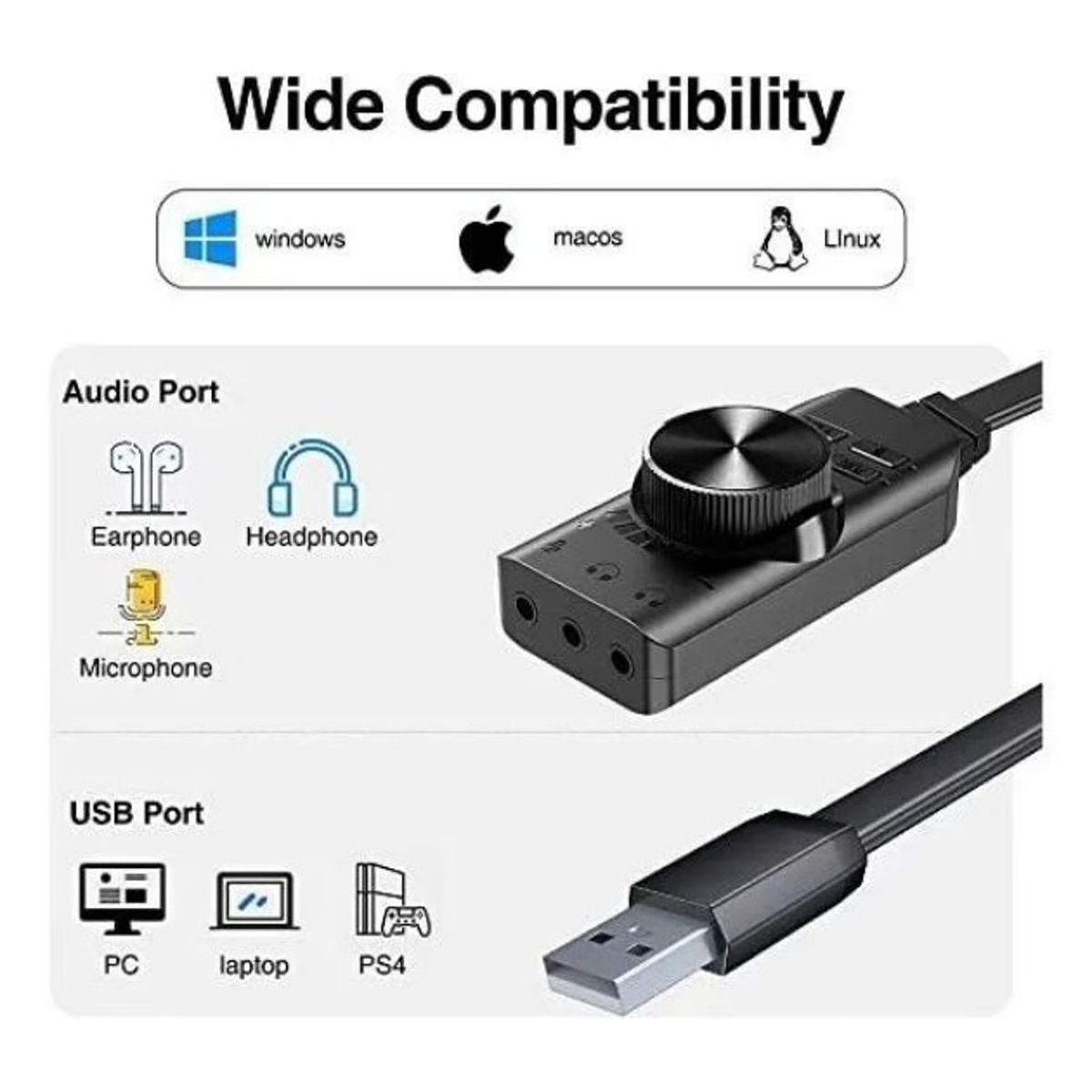 ATURE - Tarjeta Sonido Usb 7.1 Gamer Plextone Pc Mak Linux 24 Bit