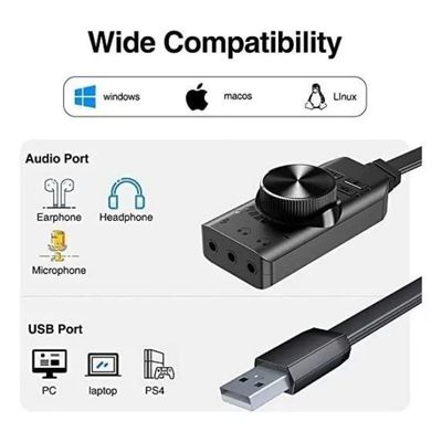 Imagen 2 del producto Tarjeta Sonido Usb 7.1 Gamer Plextone Pc Mak Linux 24 Bit