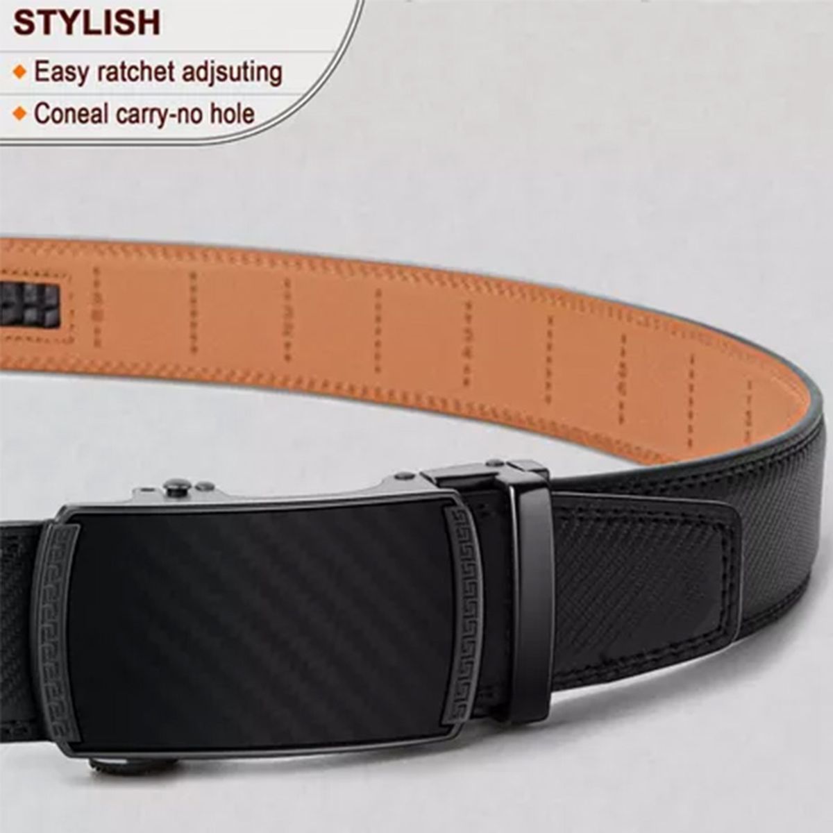 ATURE - Cinturón De Cuero Genuino Hebilla Automática Para Hombre