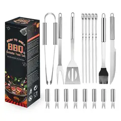 TIOZONEY - 18 pzas Juego de utensilios para barbacoa
