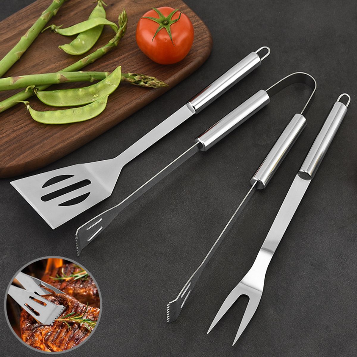 TIOZONEY - 3 pzas Juego de utensilios para barbacoa