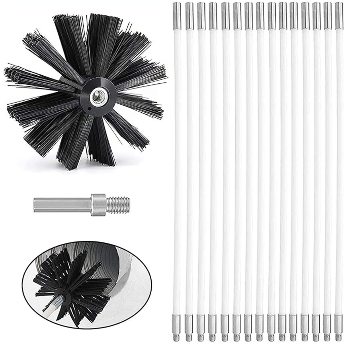 ATURE - Set De Cepillos De Limpieza De Chimeneas Estufas Multiusos