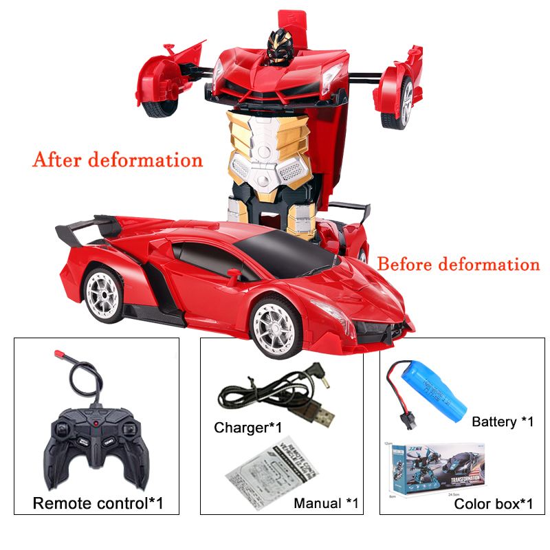 DANWEILE - Coche eléctrico control remoto con deformación un botón Rojo