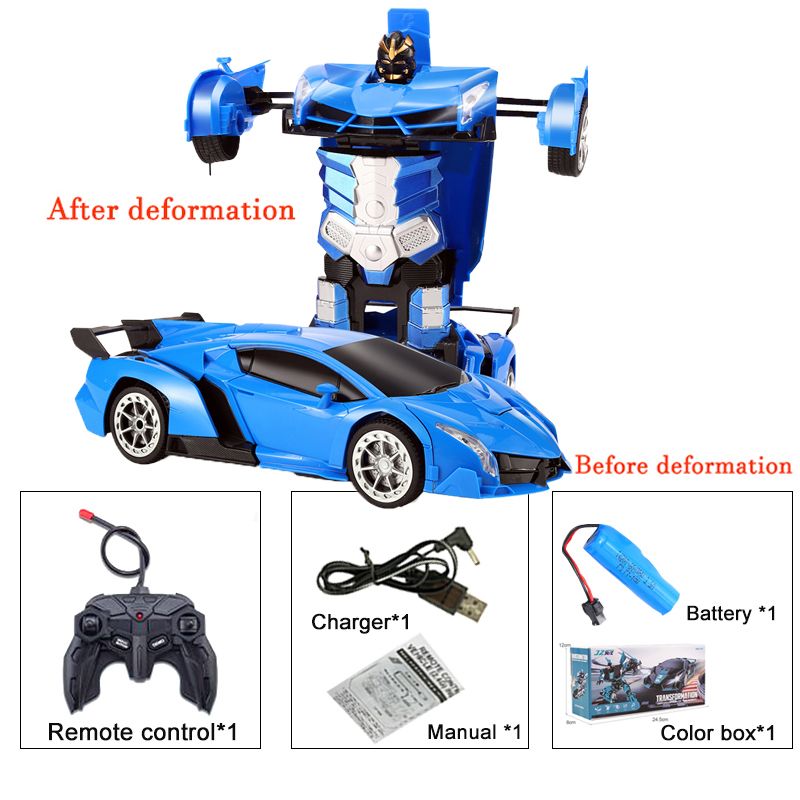 DANWEILE - Coche eléctrico control remoto con deformación un botón Azul