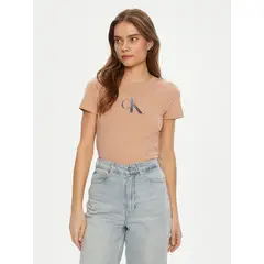 CALVIN KLEIN - Polera slim con monograma Rosado