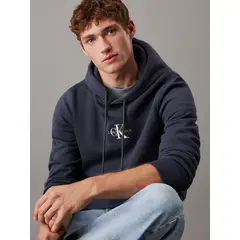 CALVIN KLEIN - Polerón de felpa con gorro y monograma Azul