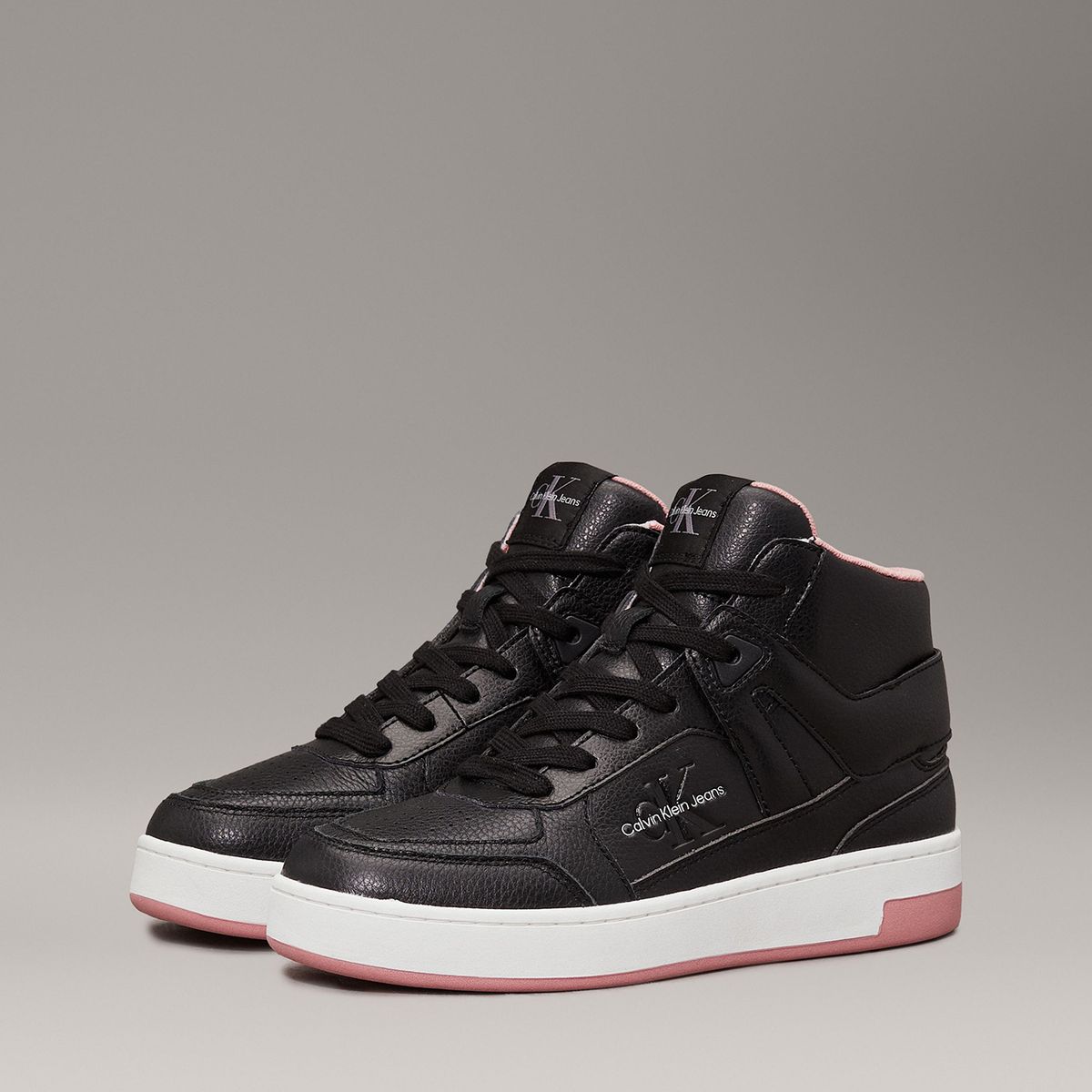 CALVIN KLEIN - Zapatillas altas de cuero sintético Negro Calvin Klein