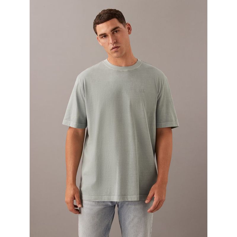 CALVIN KLEIN - Polera acabado lavado y logotipo en espalda relieve Verde Calvin Klein