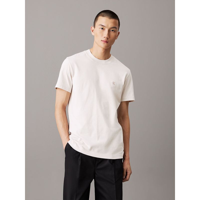 CALVIN KLEIN - Polera regular de punto pesado Blanco Calvin Klein