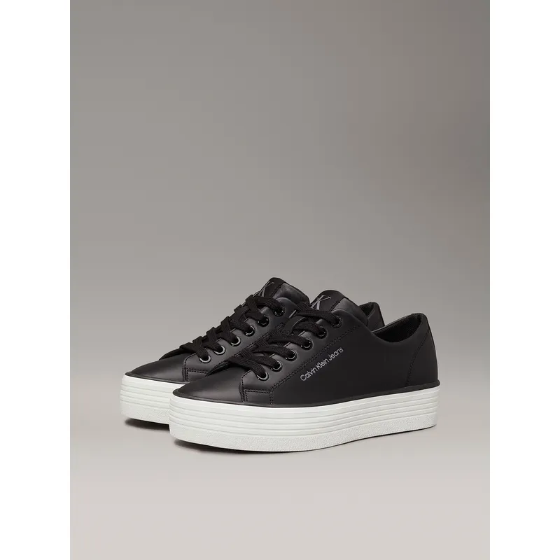 CALVIN KLEIN - Zapatillas de plataforma de cuero Negro Calvin Klein