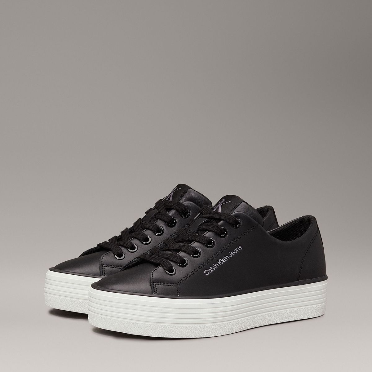 CALVIN KLEIN - Zapatillas de plataforma de cuero Negro Calvin Klein