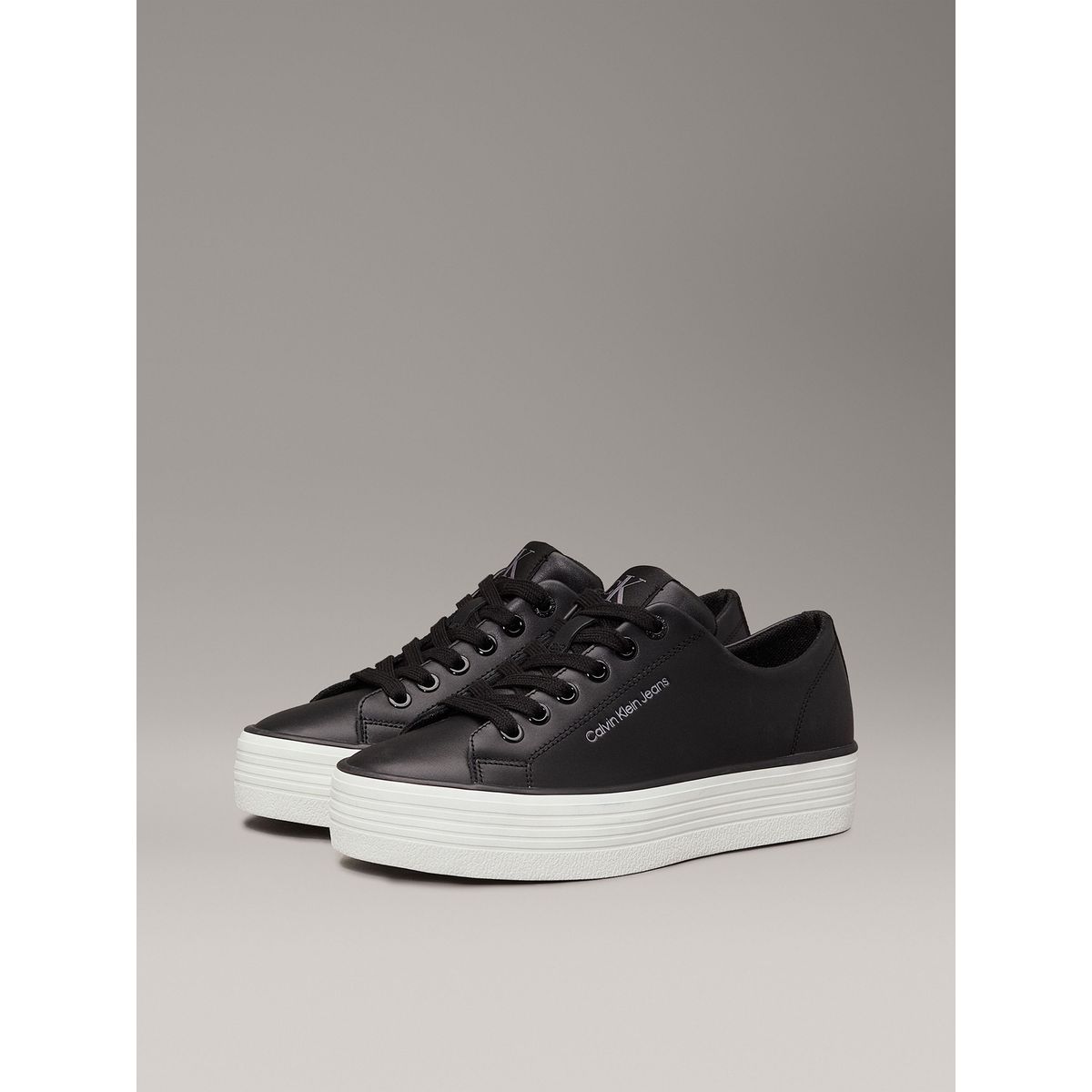 CALVIN KLEIN - Zapatillas de plataforma de cuero Negro Calvin Klein