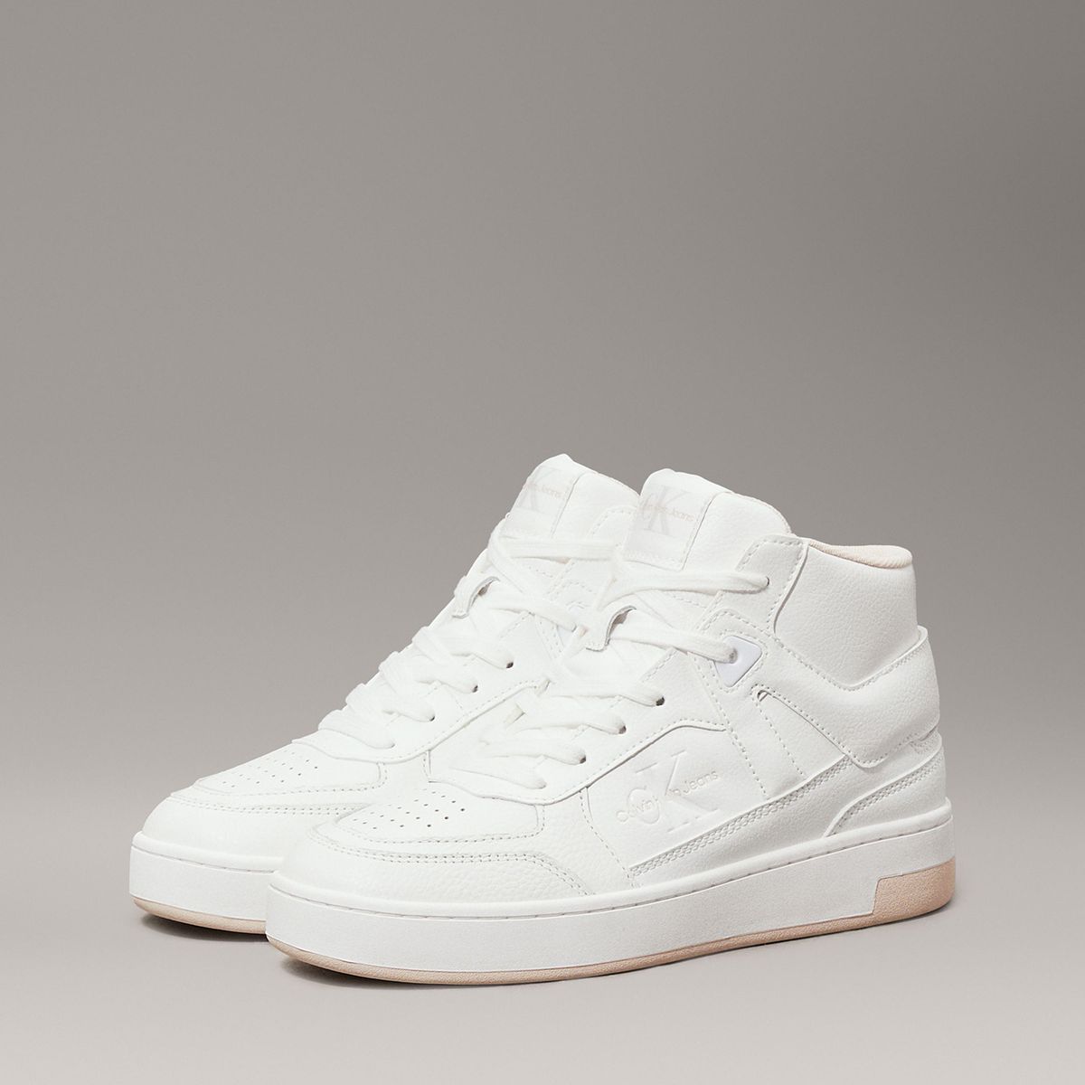 CALVIN KLEIN - Zapatillas altas de cuero sintético Blanco Calvin Klein